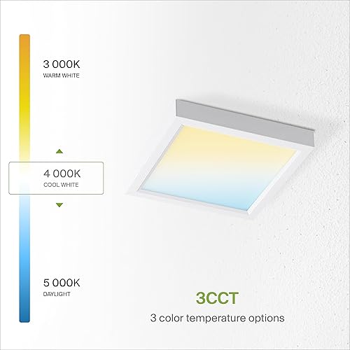 Miniatura 6 de ASD Luz LED de montaje empotrado cuadrada de 5 pulgadas, 10 W, 740 lúmenes, 3000-5000 K, 120 V, 3CCT, regulable, ultra delgada, con certificación