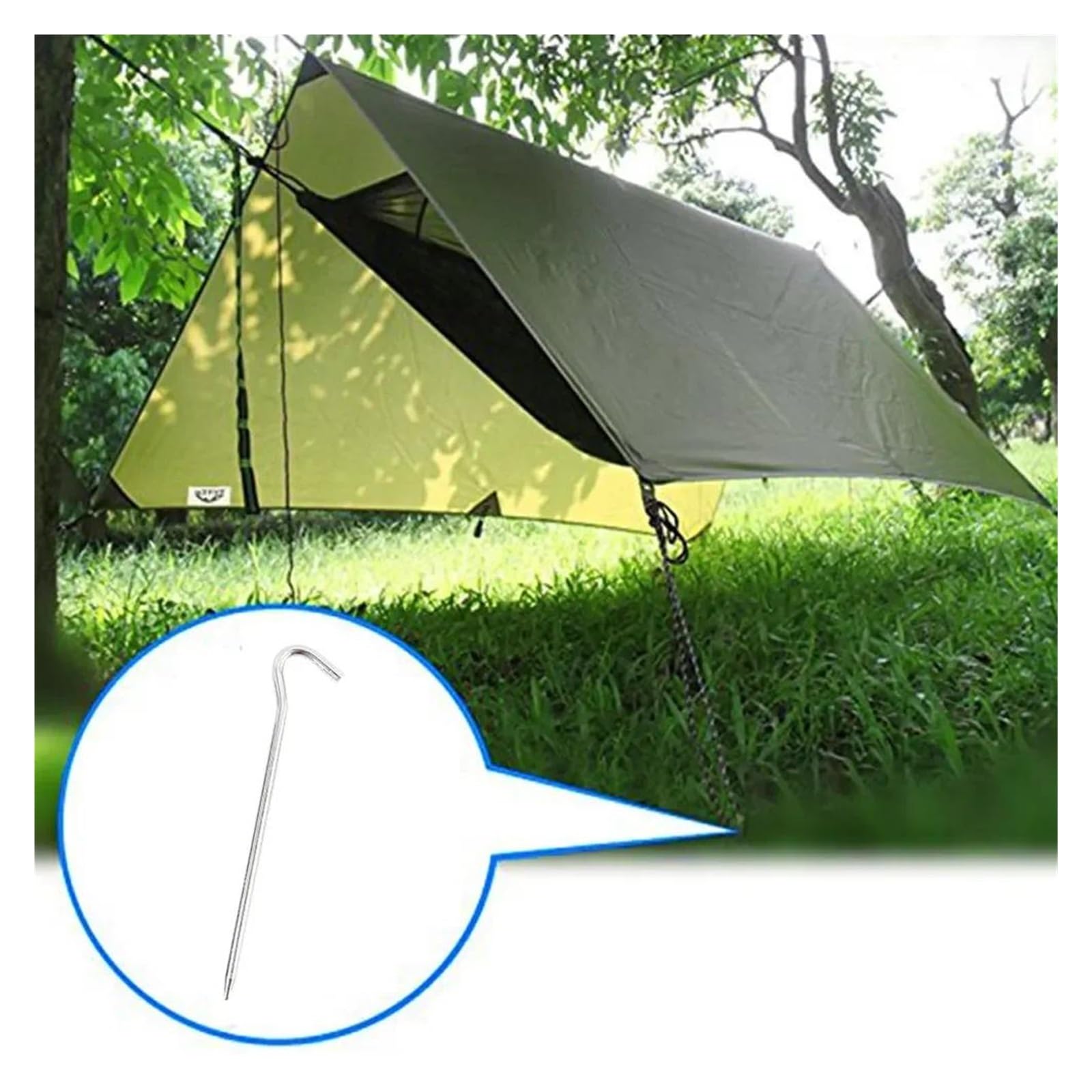 Bâche de tente de camping imperméable for pique-nique 3 x 3 mètres, auvent latéral de voiture, extérieur avec sac de transport, bâche de pluie, hamac, auvent, abri solaire Pour RandonnéE Plage Pique-N