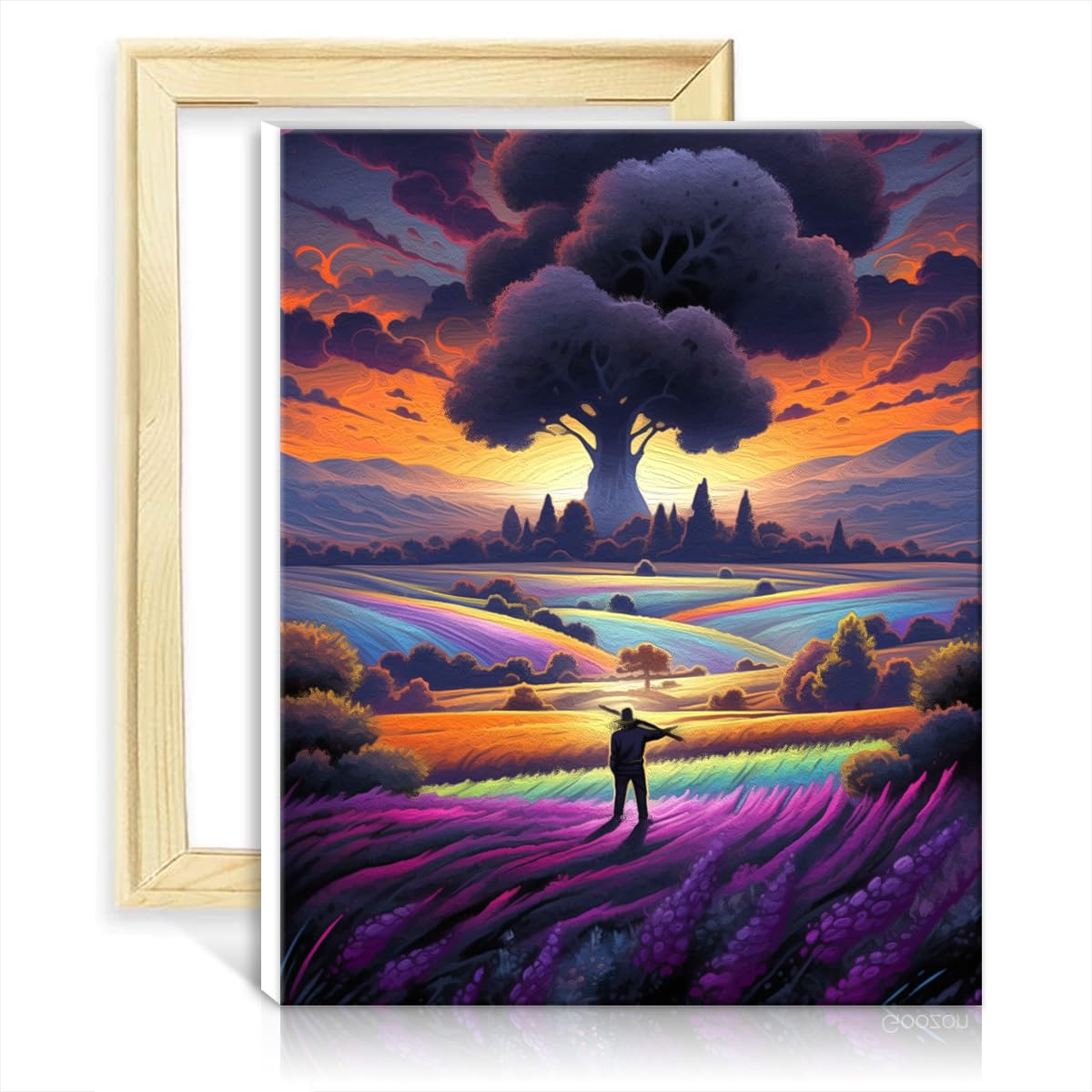 Pittura ad olio di campo di lavanda su tela Provenza paesaggio