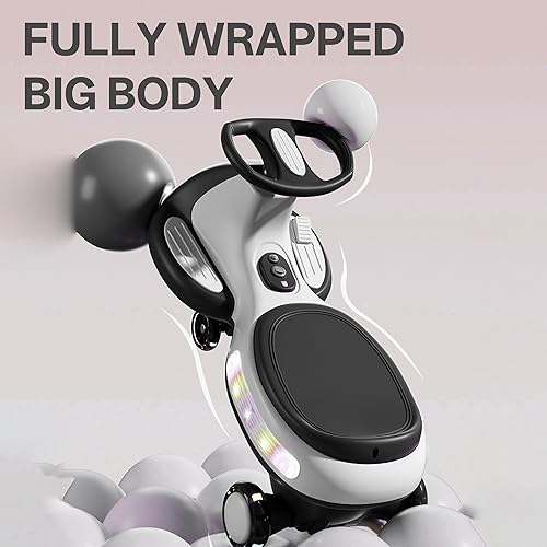 Miniatura 3 de Bluefun Kids Electric Wiggle Car with Pedal, 12V Rechargeable Battery 2-in-1 Ride-On Toy with 2 Motors, Anti-Rollover Design, 360 Degree PU Flashing