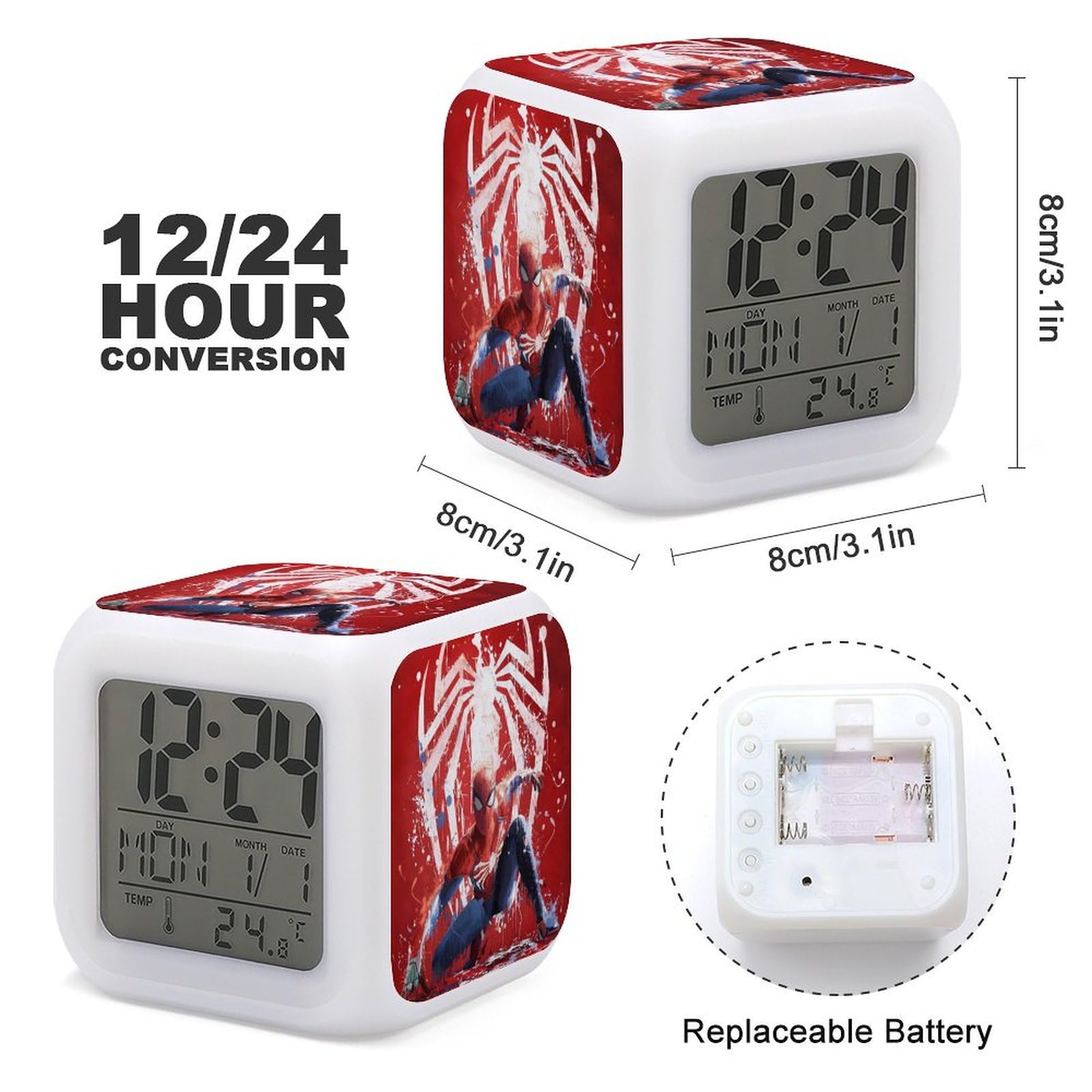 Amazon.co.jp: スパイダーマン 目覚まし時計 アナログ 大音量 アラーム