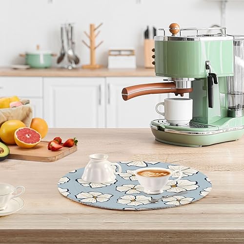 Miniatura 6 de 3 Pcs Kitchen Trivet for Hot Dishes 15in Cotton Thread Weave Heat Resistant Placemats for Bowl Plate Holder White Flowers Light Blue