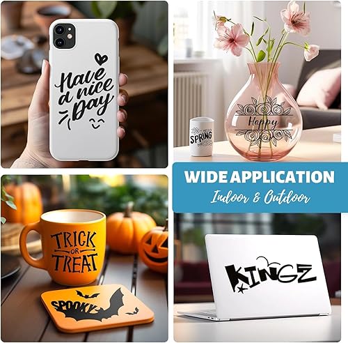 Miniatura 5 de Rollo de vinilo permanente negro, 12 pulgadas x 50 pies, vinilo adhesivo negro para Cricut y todas las máquinas de corte, vinilo permanente para