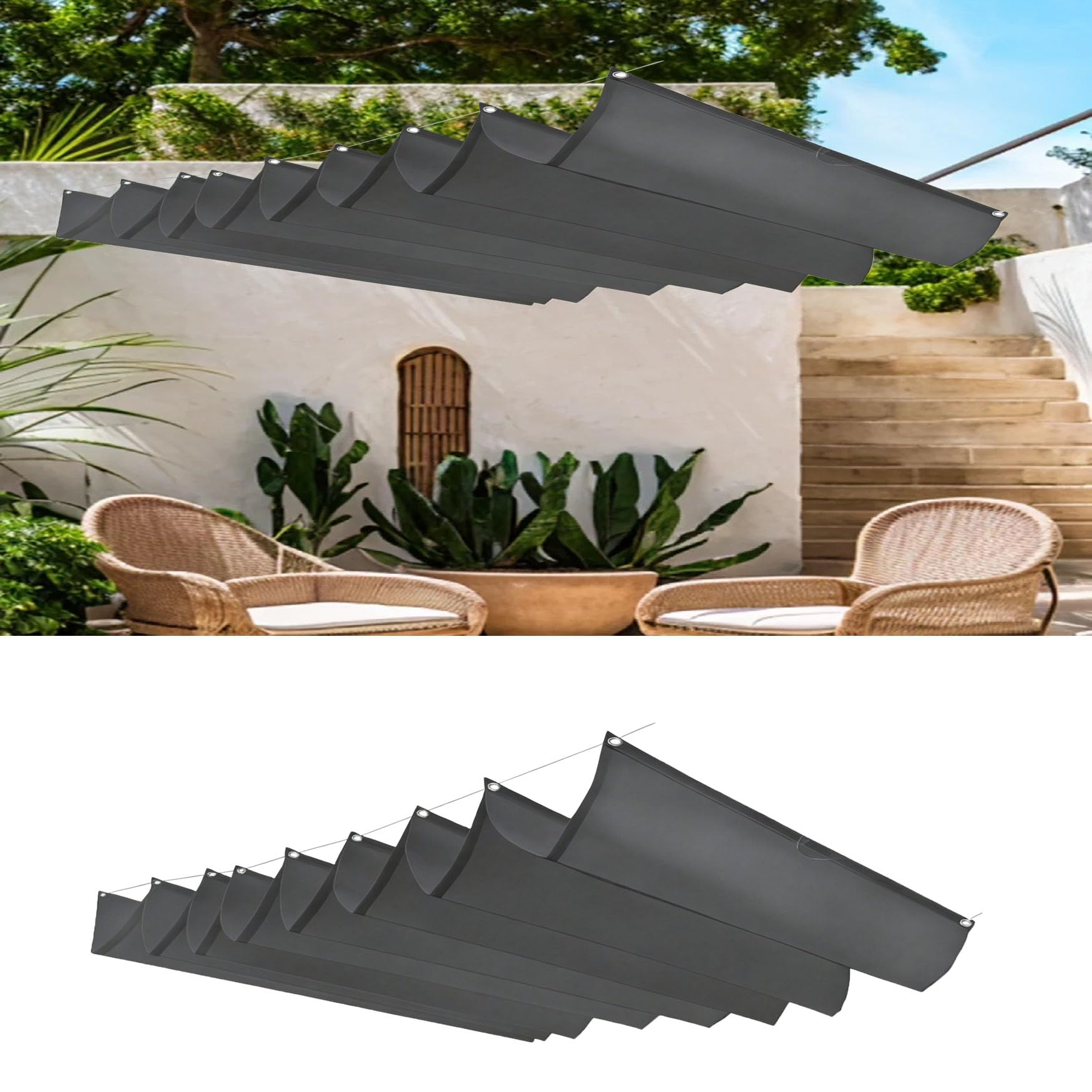 Voile d'ombrage pour pergola et terrasse afin de déjeuner à l'ombre