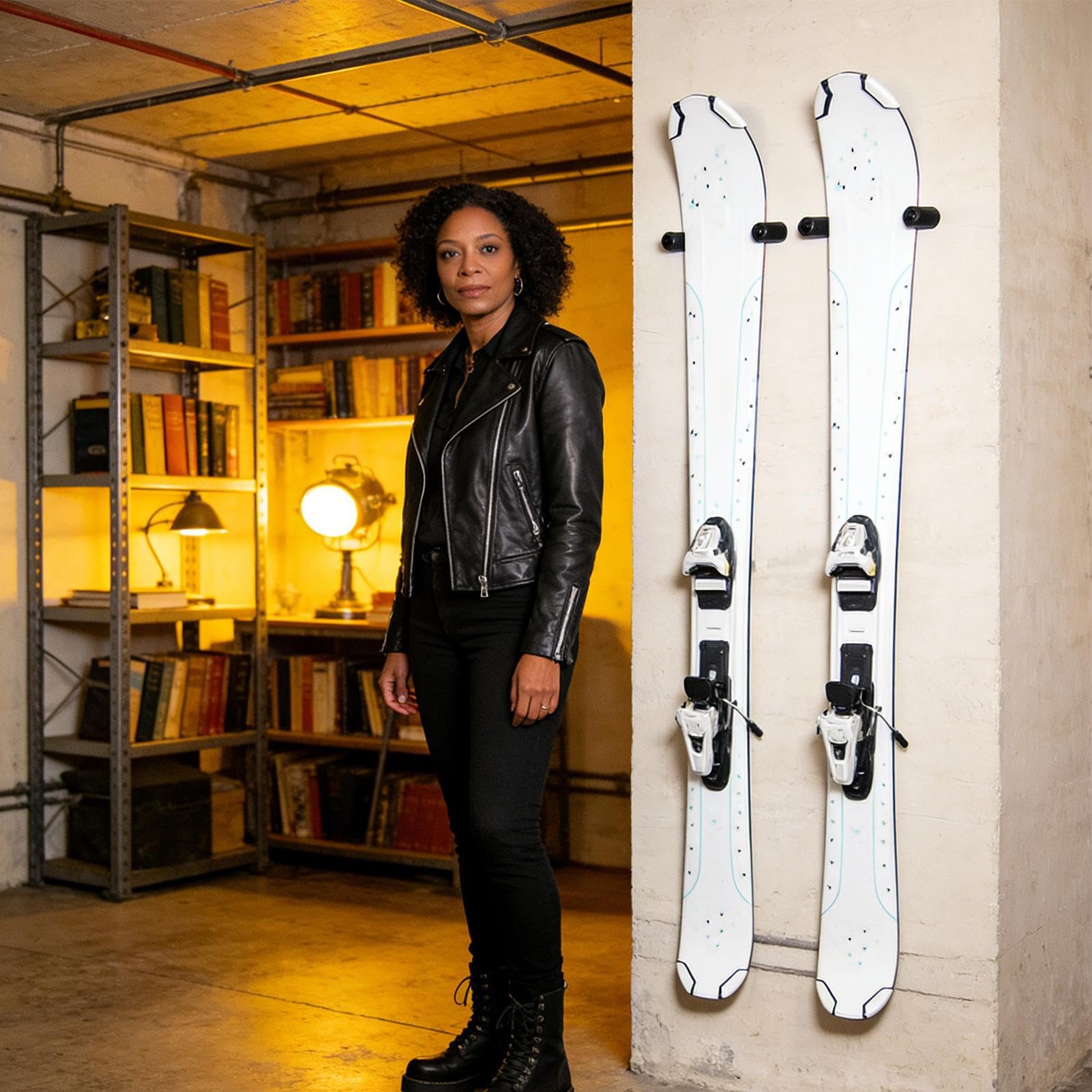 Soporte de pared genérico para Snowboard – Organizador flotante sin daños, juego de 4 ganchos para tabla de nieve | Equipo para garaje interior, a dormitorio, salón, snowboarders