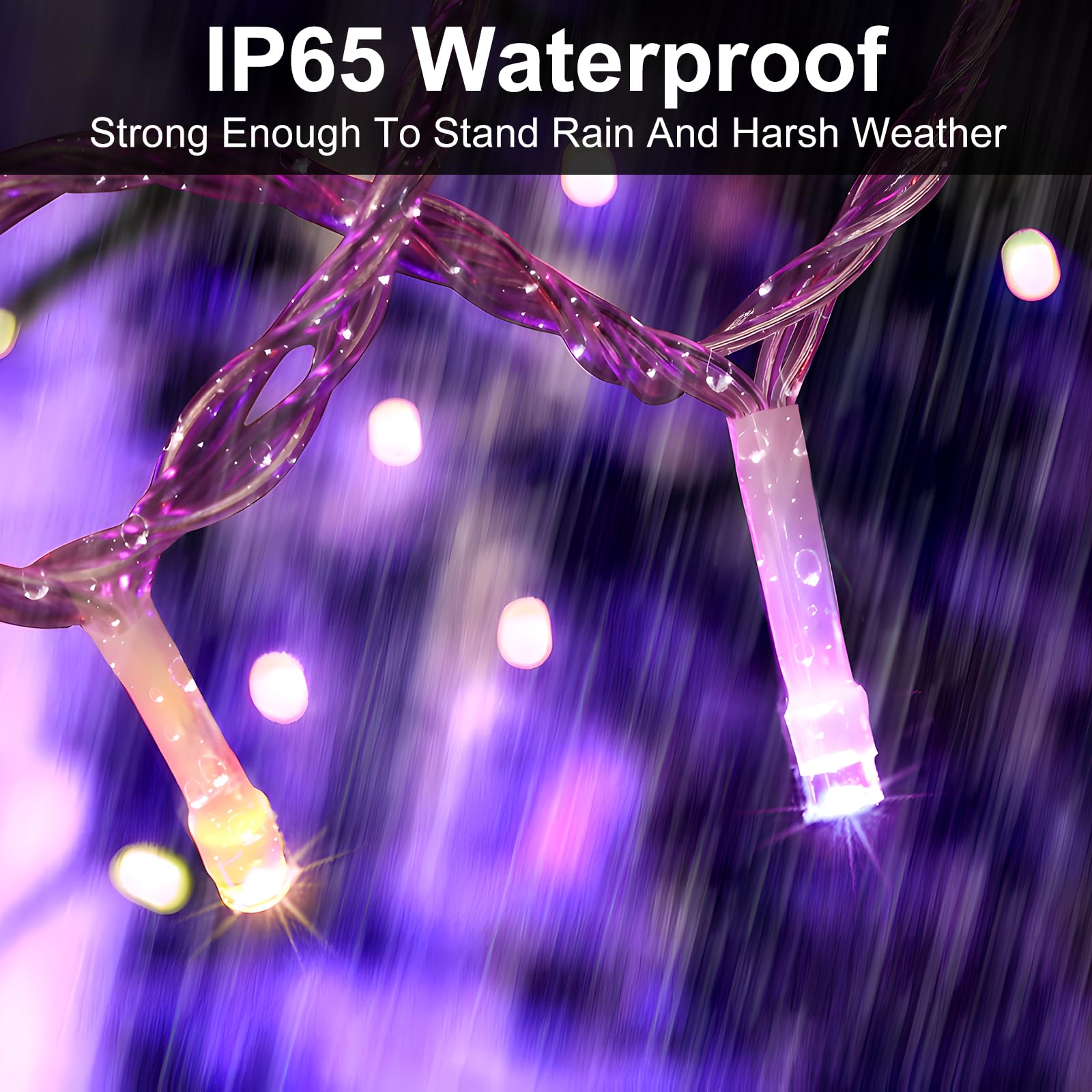 HAILI XMGQ 300 luci LED per Halloween, 300 m, per esterni, con 8 modalità di illuminazione, per Halloween, albero, feste, patio, decorazione della casa (viola arancione)