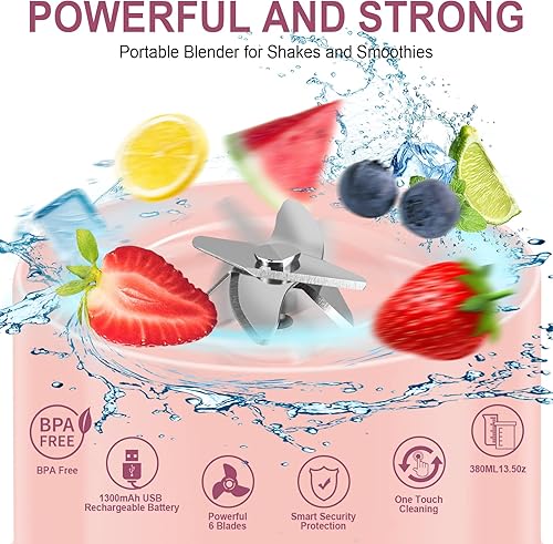 Miniatura 3 de LittleLuxuries Personal Size Blender Shakes Smoothies,Portable Blender USB Rechargeable 14 Oz Mini Blender Gym Travel Office (white)