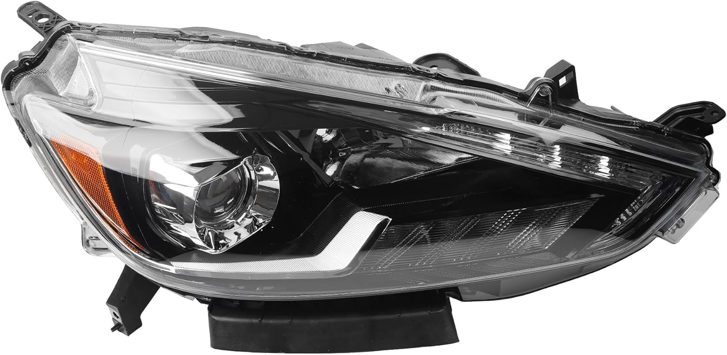 Dasbecan LED Headlight with day light and lens Compatible With Nissan Sentra 2016-2019 Right Passenger Side Headlights Black Housing Replaces# NI2503246 26010-3YU5A
