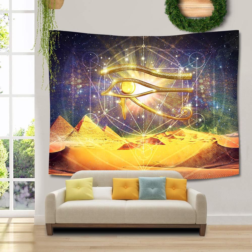 SHRAPHY Egyptian Horus Eye Tapestry Wall Hanging Egyptian Pyramids Wall Tapestry Starry Sky Tapestries Wall Art Wall Blanket for Bedroom Home Decor 80x60 Inches GTZYUH266