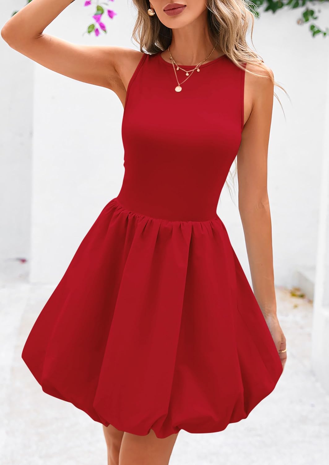 PRETTYGARDEN Summer Dresses for Women 2026 Casual Sleeveless Tank Mini Short Dress Crew Neck Bubble Sundress with Pockets - Image 8