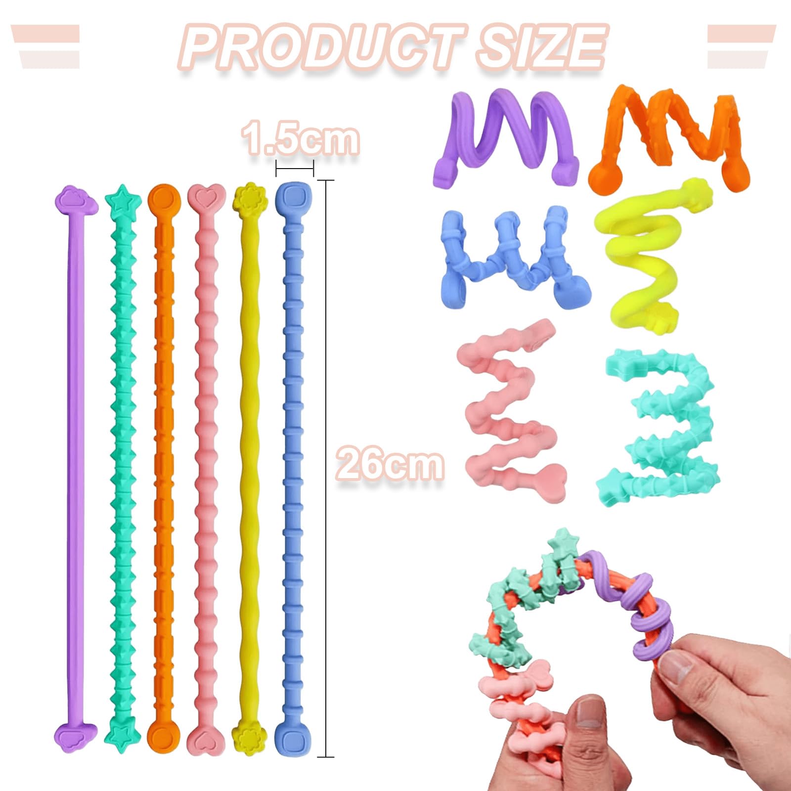 6 Pack Silicone Sensory Sticks Fidget Toys - Image 2