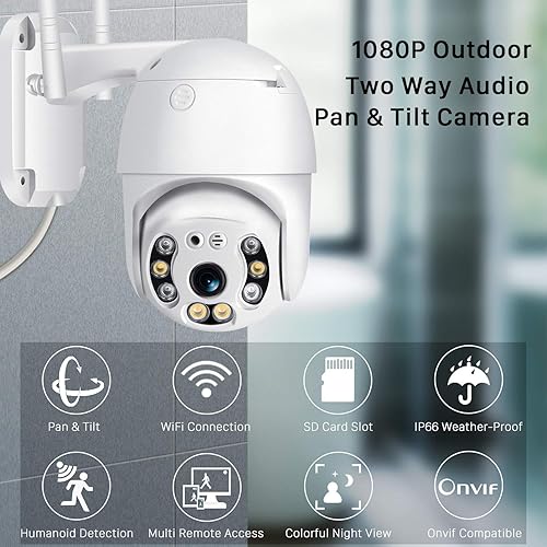 Miniatura 2 de Cámara de seguridad panorámica para exteriores, cámara IP WiFi para el hogar 1080P, cámara de vigilancia domo de inclinación panorámica, detección
