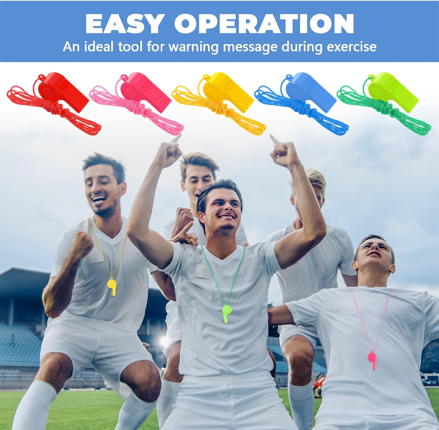 Arrowbash 300 Pcs Plastic Whistles Bulk with Lanyard Loud Crisp Sound Sports Whistle for Birthday Party Goody Bag Fillers Referees Coaches Survival