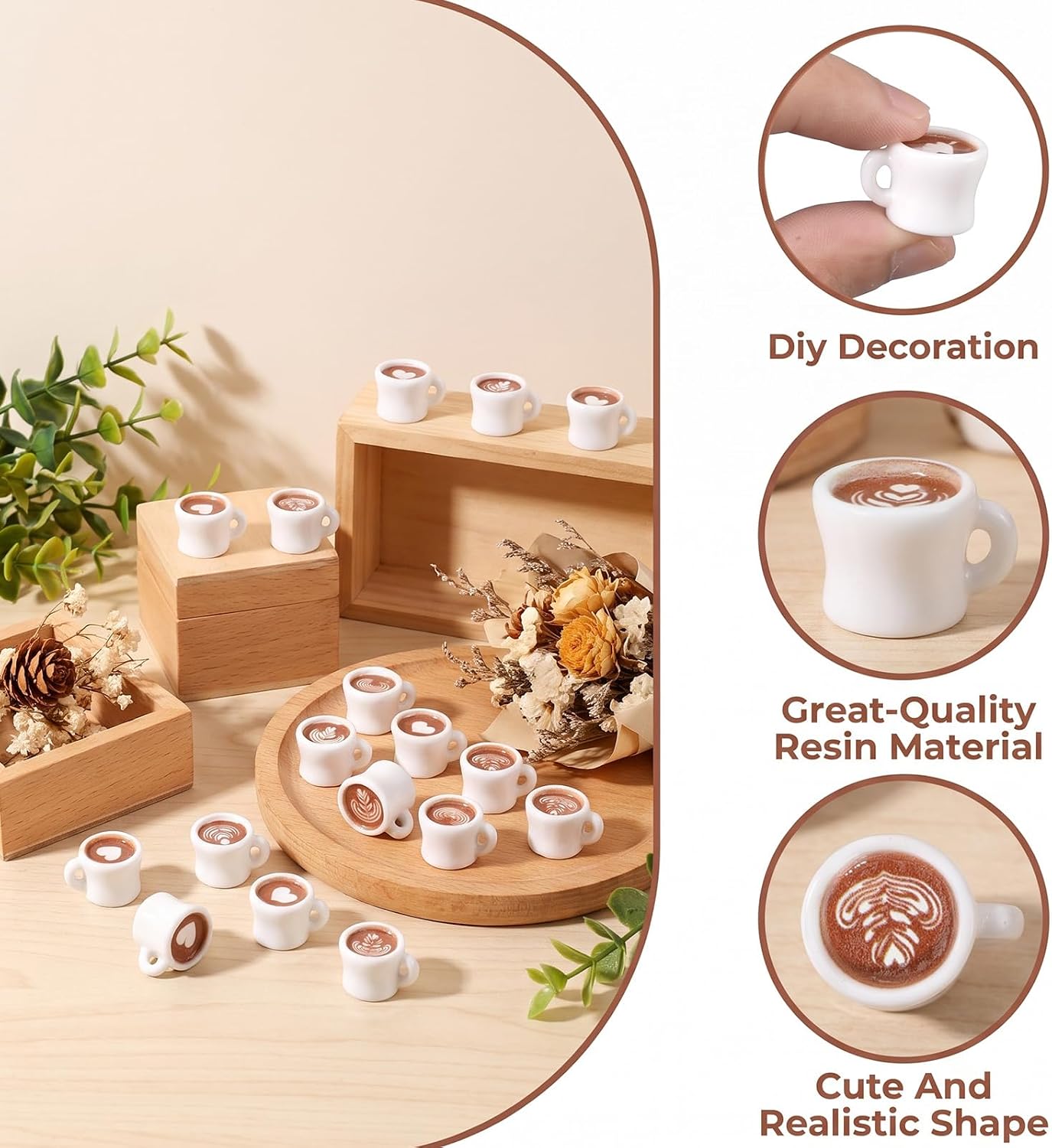 50pcs 3D Miniature Coffee Cup for Deco, Coffee Charms for Craft image 3