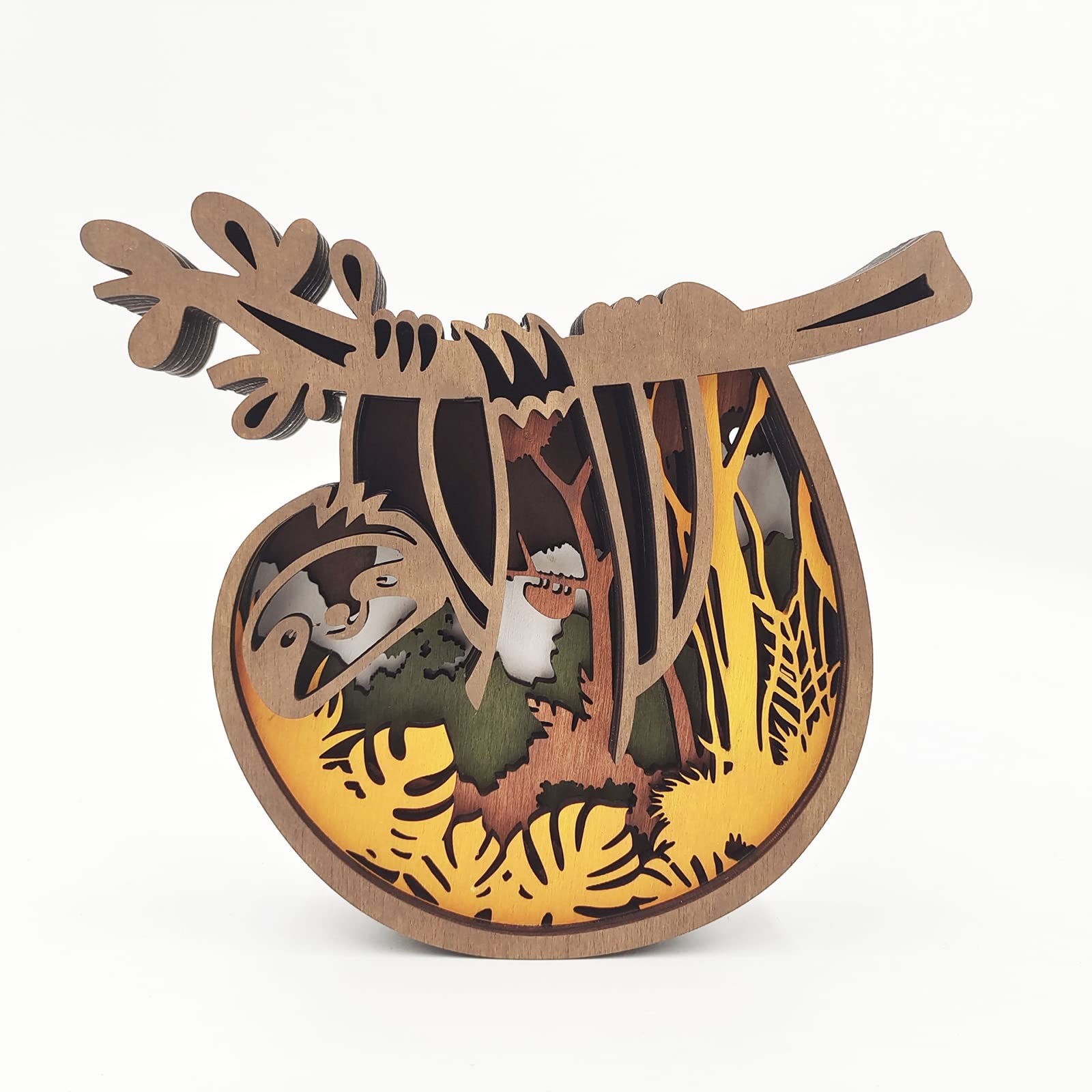 DCQRY Lampe LED 3D En Bois De Pin Creuse En Forme De Loup Pour Protection Des Yeux, Lampe De Nuit Blanche Chaude Avec Alimentation USB, Lampe De Nuit