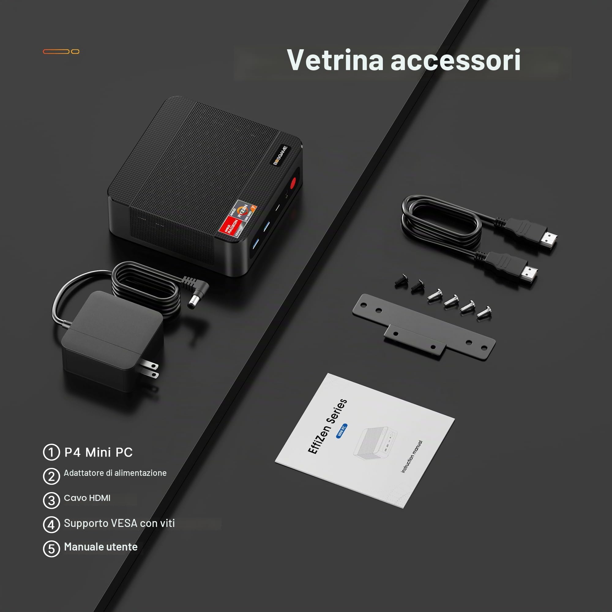 BOSGAME P4 Plus Dual 2.5G LAN Mini PC da gioco, processore Ryzen 7 5825U (fino a 4,5 GHz), Windows 11 Pro Mini Computer da 16 GB DDR4 RAM, SSD da 512 GB PCIe 3.0, Mini PC da gioco