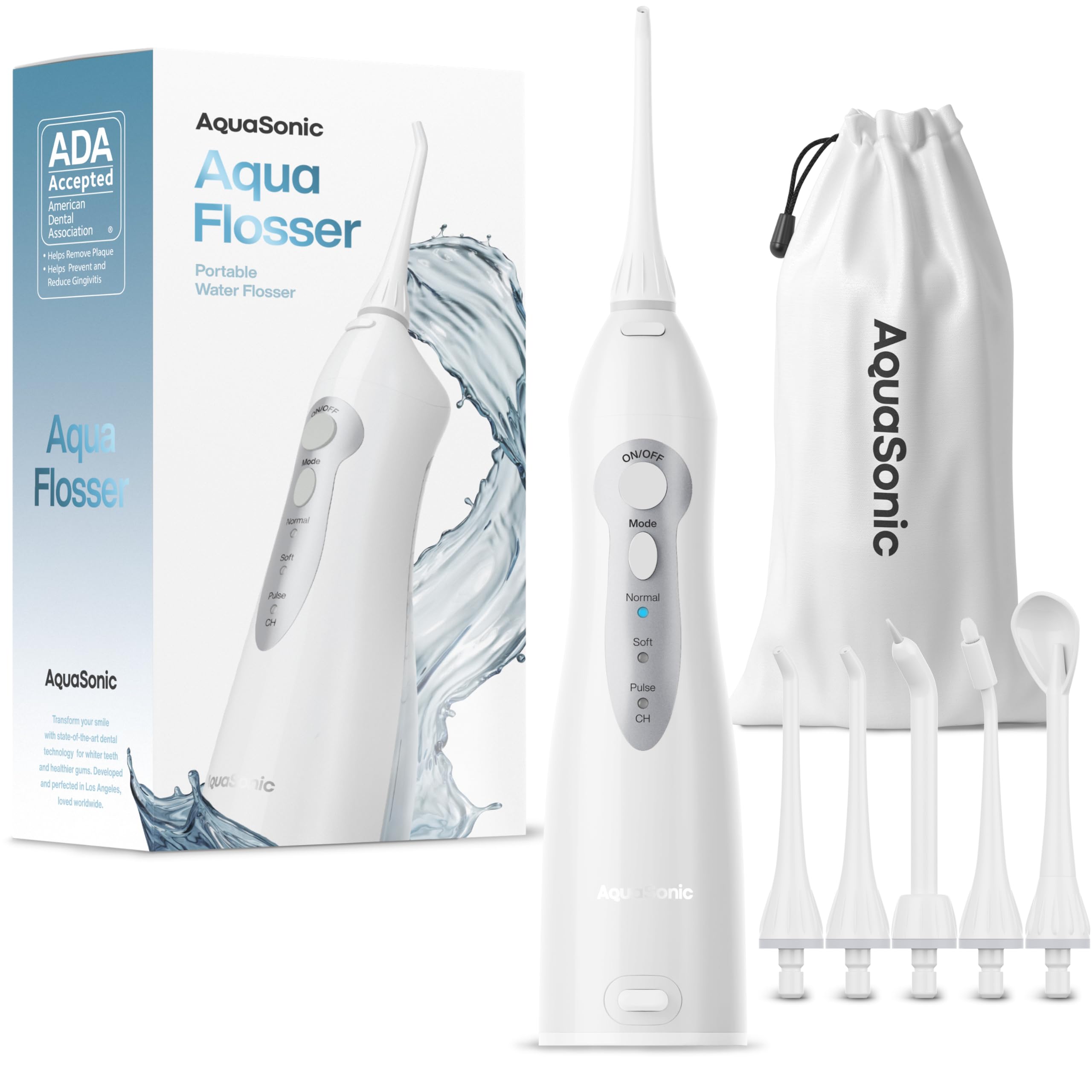 AquaSonic Aqua Flosser - Cordless Rechargeable Water Flosser for Teeth - Waterproof, Portable Oral Irrigator for Dental Cleaning with 5 Jet Tips – Braces Home Travel