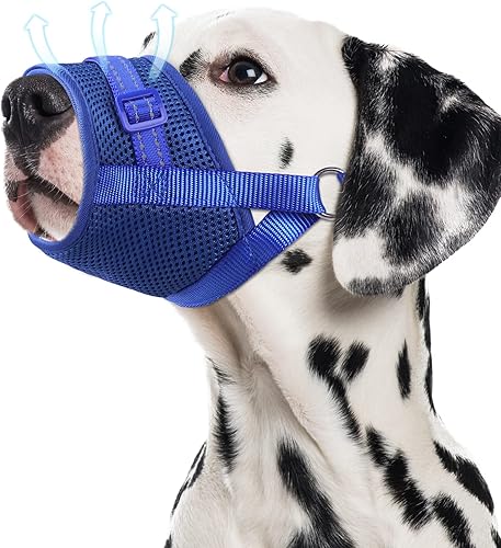 Bozal de malla de aire suave para perros grandes, bozal ajustable para mascotas para perros pequeños y medianos para beber libremente, bozal