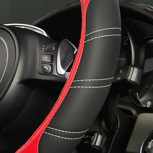 Miniatura 104 de CAR PASS Line Rider - Funda de cuero de microfibra deportiva para volante, ajuste universal para el 95% de camiones, SUV, automóviles, diseño cómodo