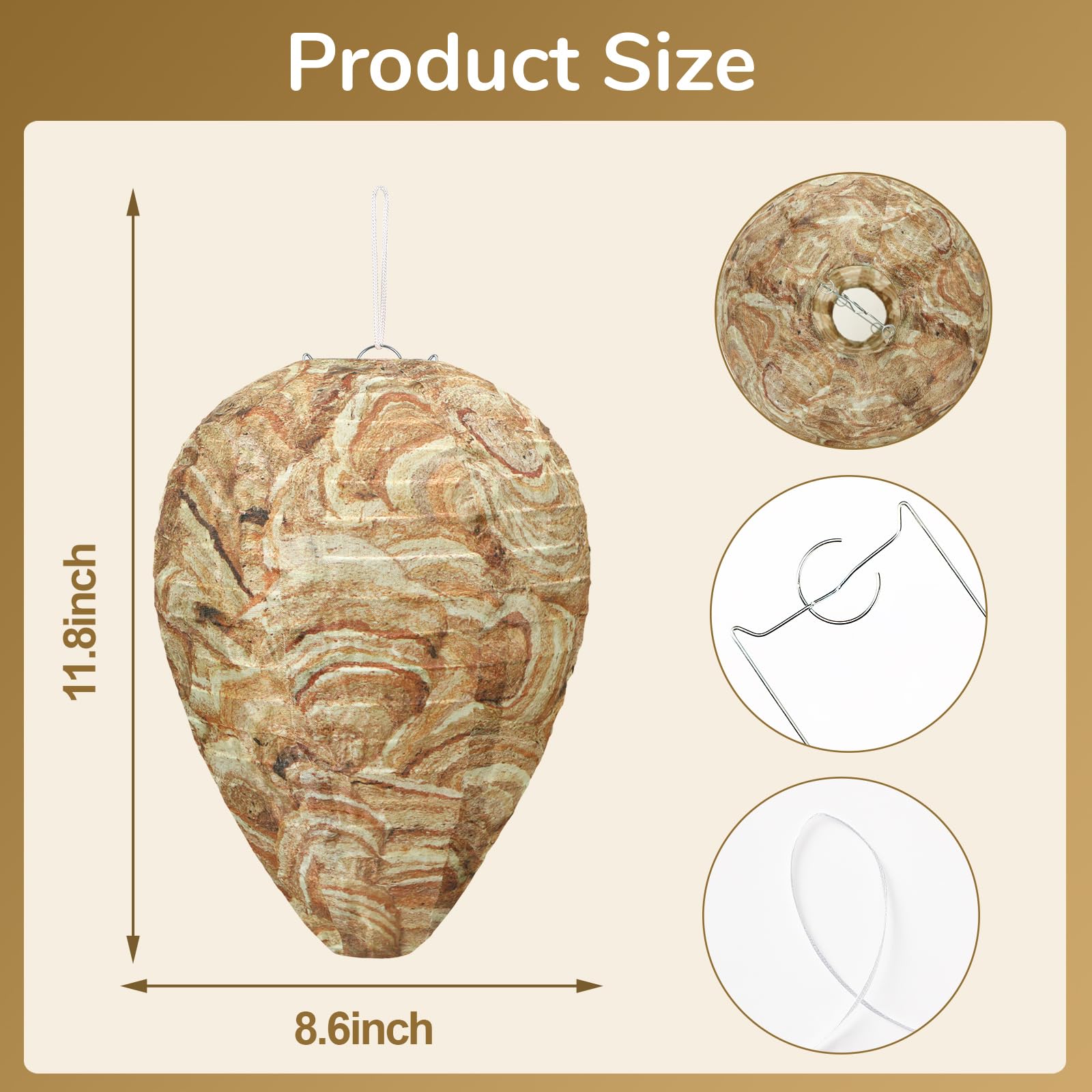 Augshy 4 Pack Wasp Nest Decoy Wasp Deterrent for Hornets Brown Outdoor Waterproof Material - Image 2