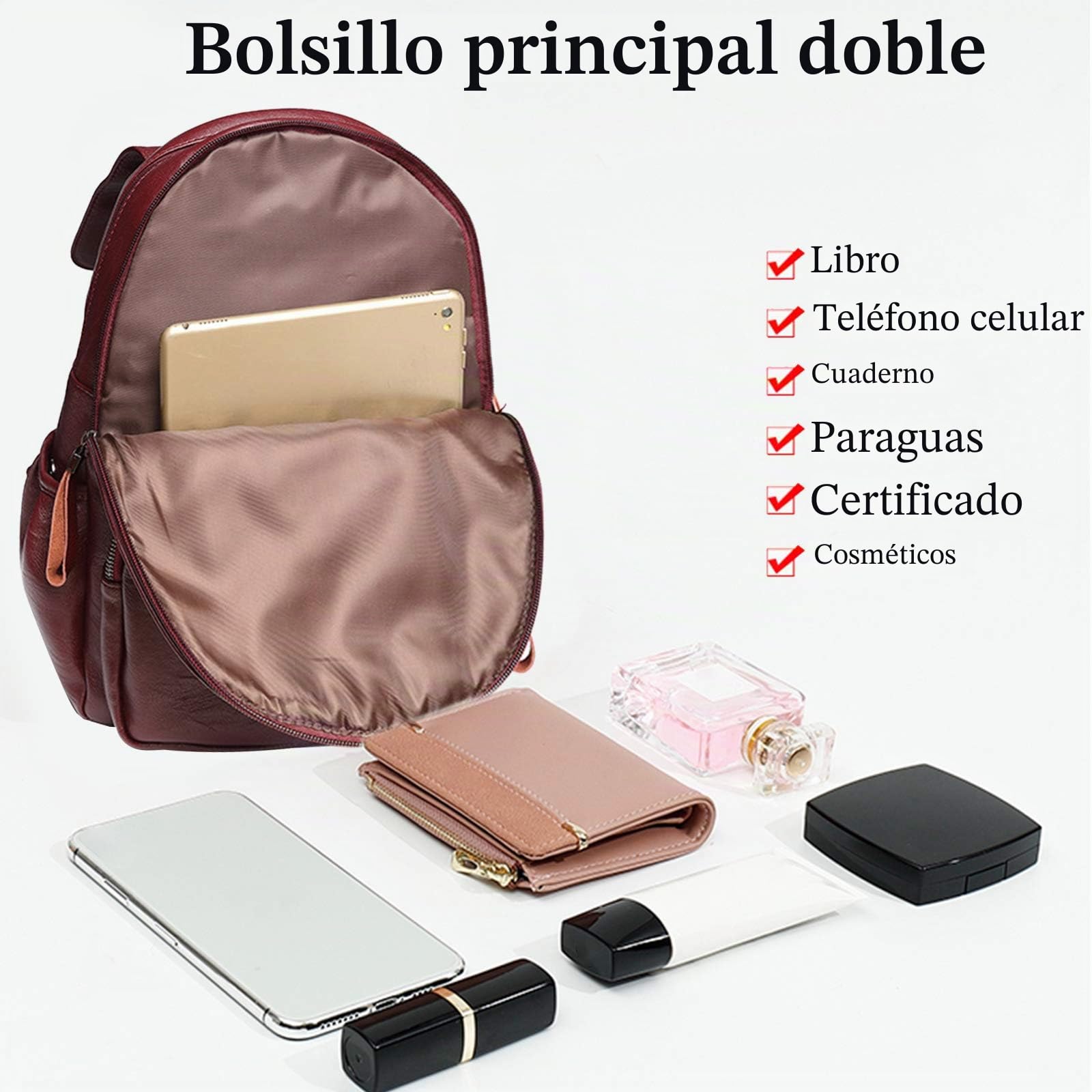 FANDARE Cuero Genuino Mochila Mujer Moda Mochila Mochila Impermeable Mochila Bolsas Escolares para Universidad Viaje Trabajo Compras Mochila
