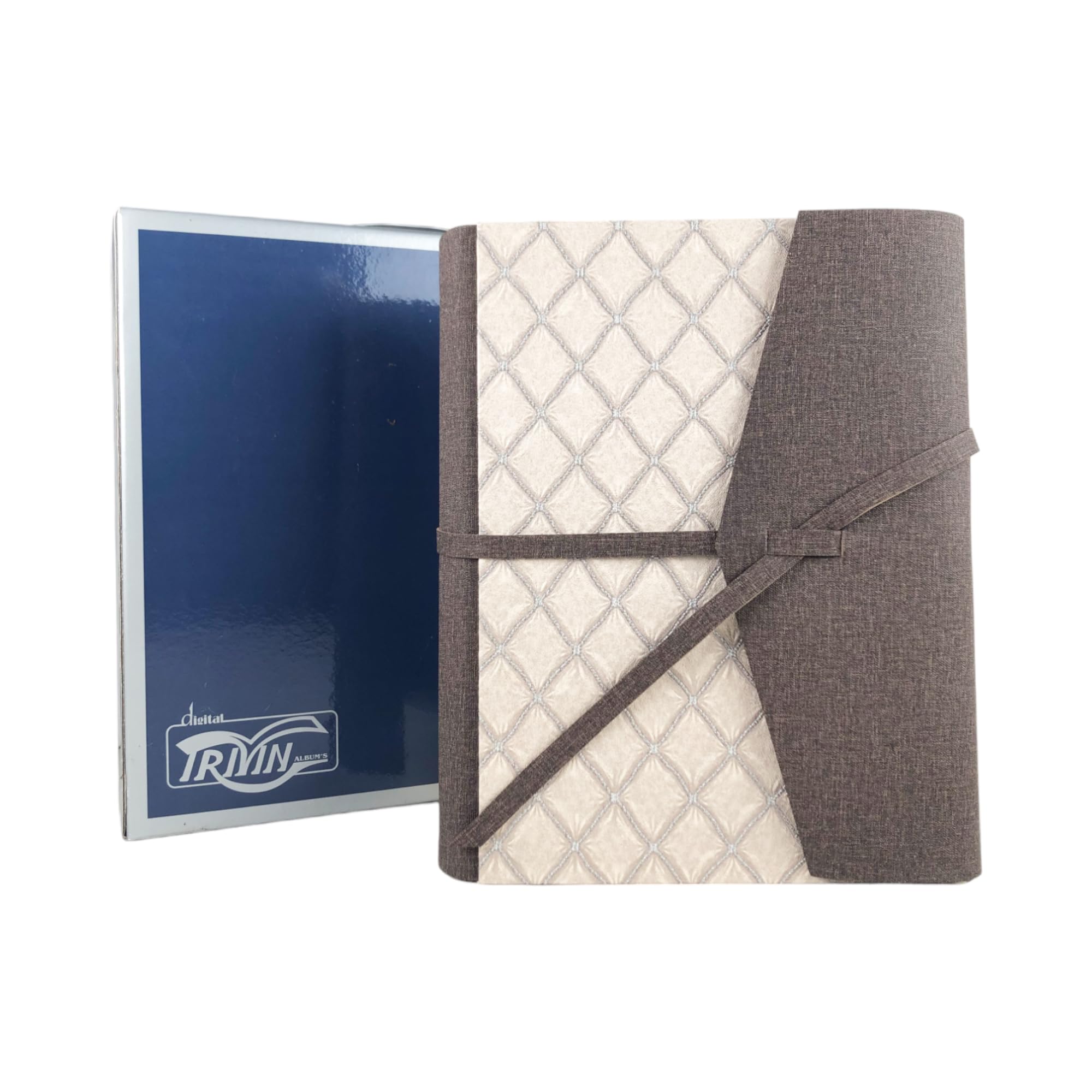 Sandy - Álbum de fotos hecho a mano en piel sintética con cierre rápido, elige el tamaño de "Personalizar", ideal para bodas, aniversarios, comuniones, bautizos, (marrón/rombo)