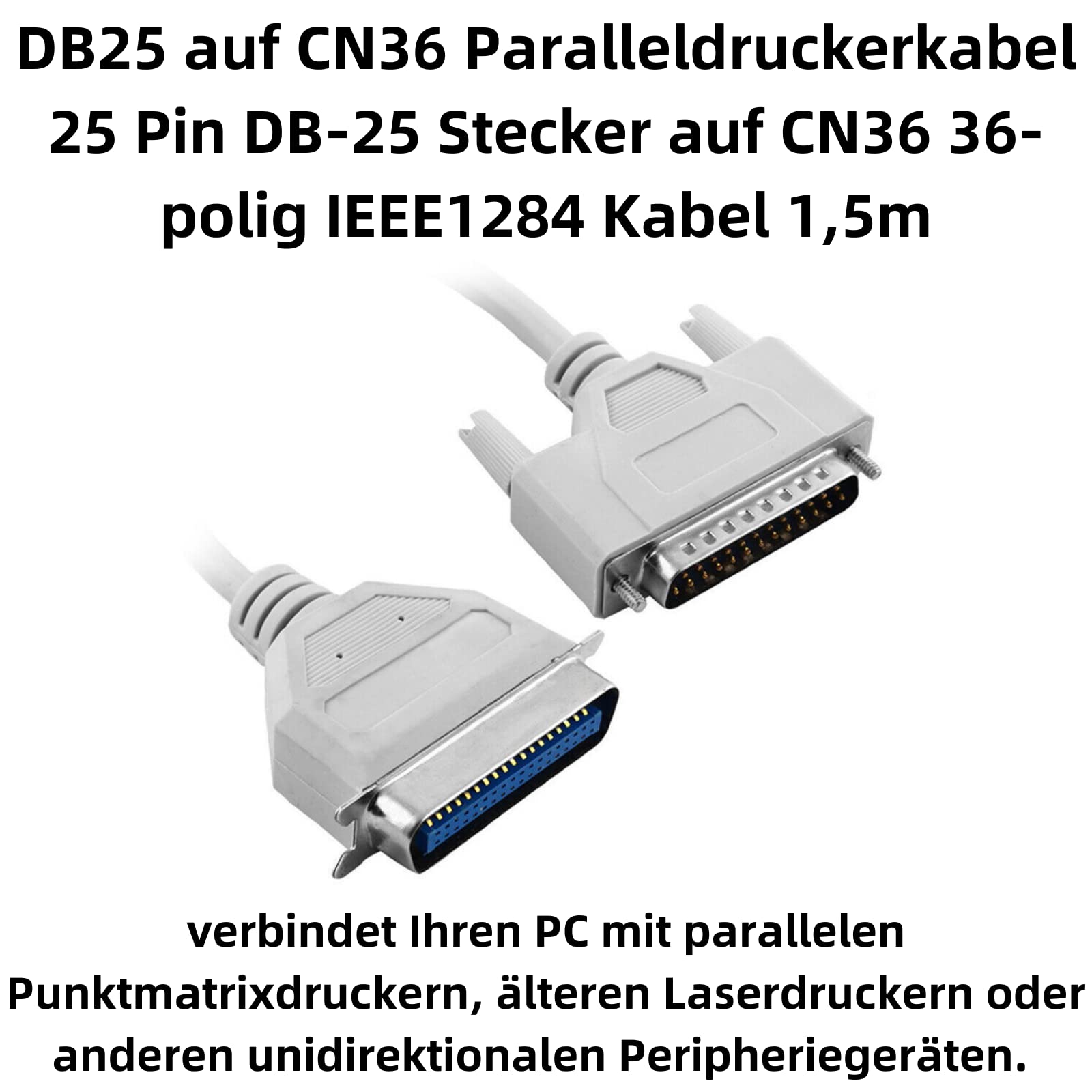 Cavo per stampante parallelo M41, 1,5 m, DB25 maschio a CN36, cavo di prolunga IEEE 1284 per stampante, 25 poli a 36 poli, collegamento di alta qualità