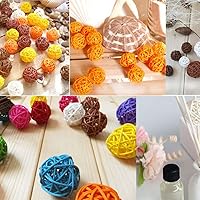 Vista 3 de Juego de 10 bolas decorativas de mimbre de ratán para mesa, boda, fiesta, Navidad, decoración del hogar (negro, diámetro de 2 pulgadas)