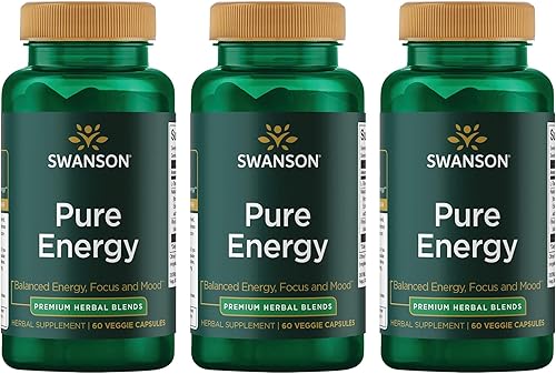 Swanson Concentración de metabolismo de energía pura, enfoque mental, apoyo al estado de ánimo, manejo del estrés, hierbas adaptogénicas, suplemento