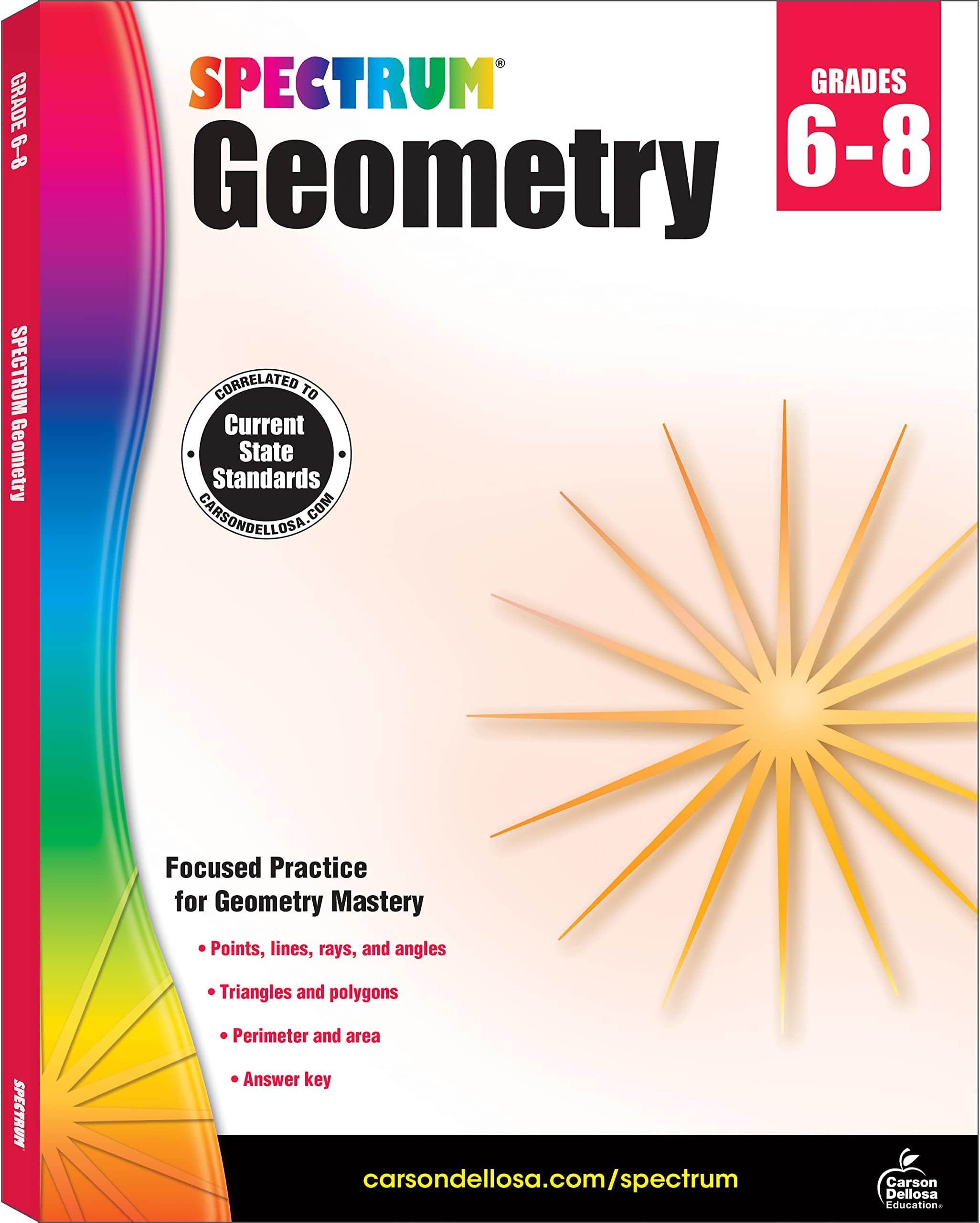 Spectrum Grades 6-8 Geometry Math Workbook, Mathematics Book for Kids Ages 11 to 14 Covering Geometric Shapes, Perimeter, Area, Volume, Angles, and More, Classroom or Homeschool Curriculum (Volume 107)