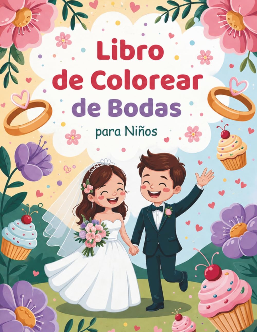 Libro de Colorear de Bodas para Niños: 50 Adorables Diseños de Boda para Pequeños Artistas