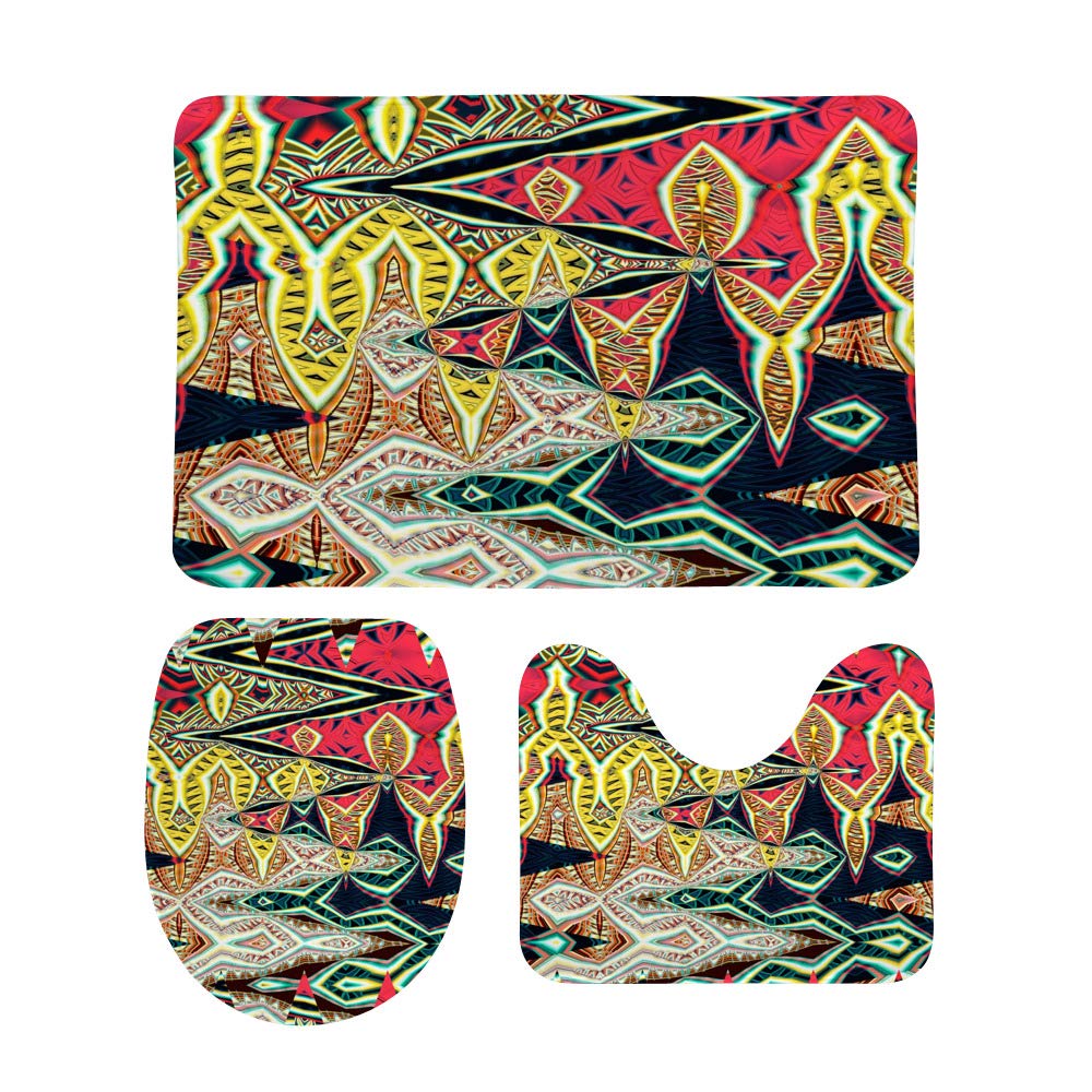 Tapis de bain absorbant l'eau et antidérapant lot de 3 tapis de sol lavables motif abstrait