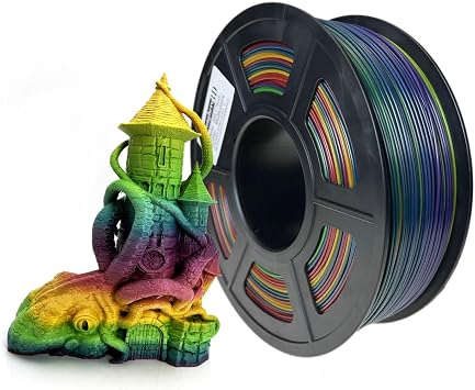 ABS Rainbow 3D Printer Filament 1.75mm, Multicolor ABS Filament, Rainbow Filament, Strong & Heat Resistant 3D Printing Filament for Creative Models, Functional Parts, 1kg Spool