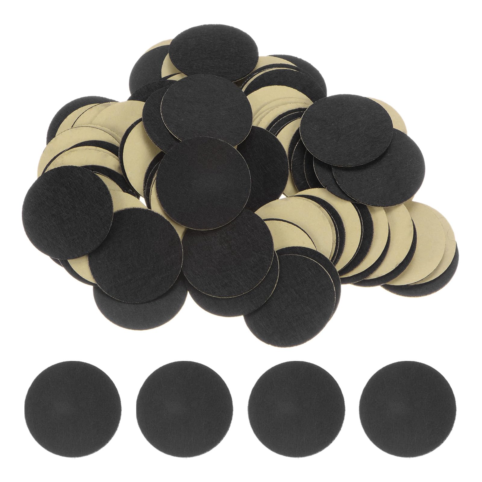 HARFINGTON 100pcs Round Adhesive Felt Circles, 40mm 1-1/2" Pre Cut Felt Craft Stickers, Black