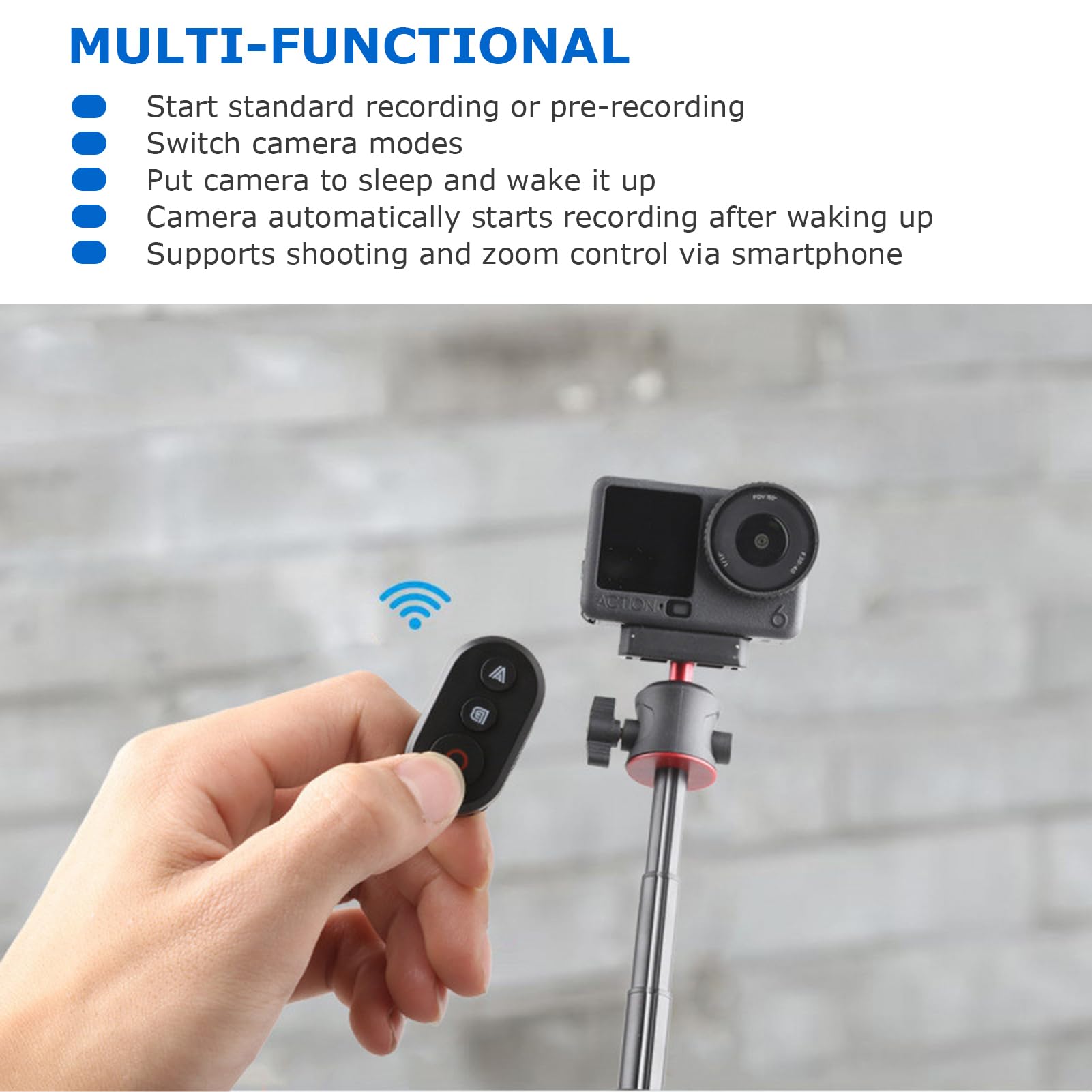 Funklose Kamera-Fernbedienung-wiederaufladbare Bluetooth-Fernbedienung für Aktionskameras (GP 8-13-Serie für x2-X5/GO3), 82ft Range mit Montagezubehör