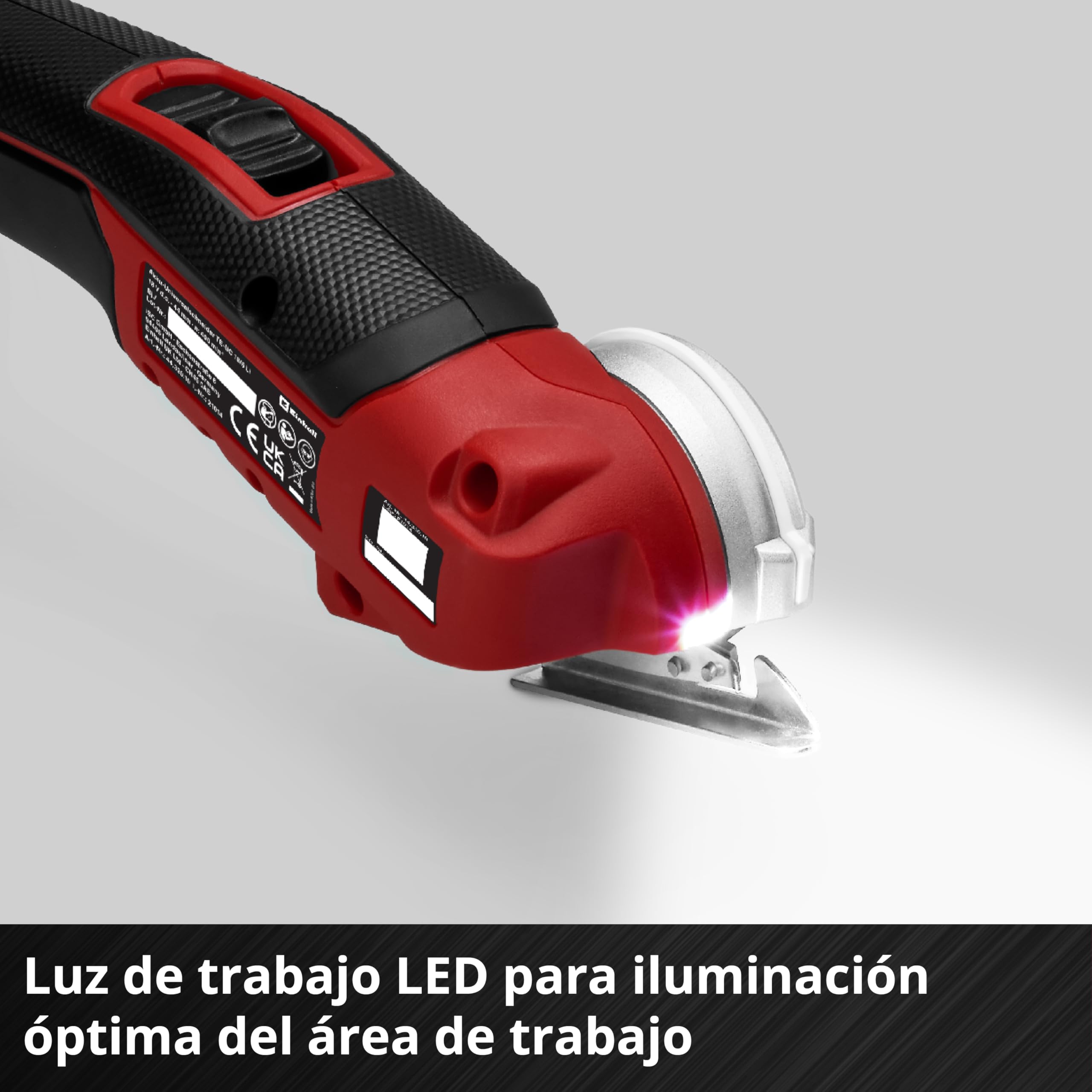 Einhell cortador universal con batería TE-UC 18/6 Li-Solo Power X-Change (18 V, tijeras universales para materiales hasta 6 mm, luz LED, indicador de línea de corte, sin batería)