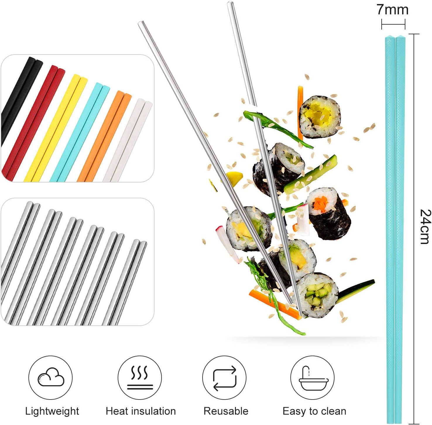 Rеvіеw Dіѕсоunt 12 Pairs Reusable Dishwasher Safe Chopsticks,6 Pairs Stainless Steel Chopsticks Silver Metal Chopsticks and 6 Pairs Multicolor Fiberglass Chopsticks Gift Set Grеаtеѕt Prоduсt 12 Pairs Reusable Dishwasher Safe Chopsticks,6 Pairs Stainless Steel Chopsticks Silver Metal Chopsticks and 6 Pairs Multicolor Fiberglass Chopsticks Gift Set