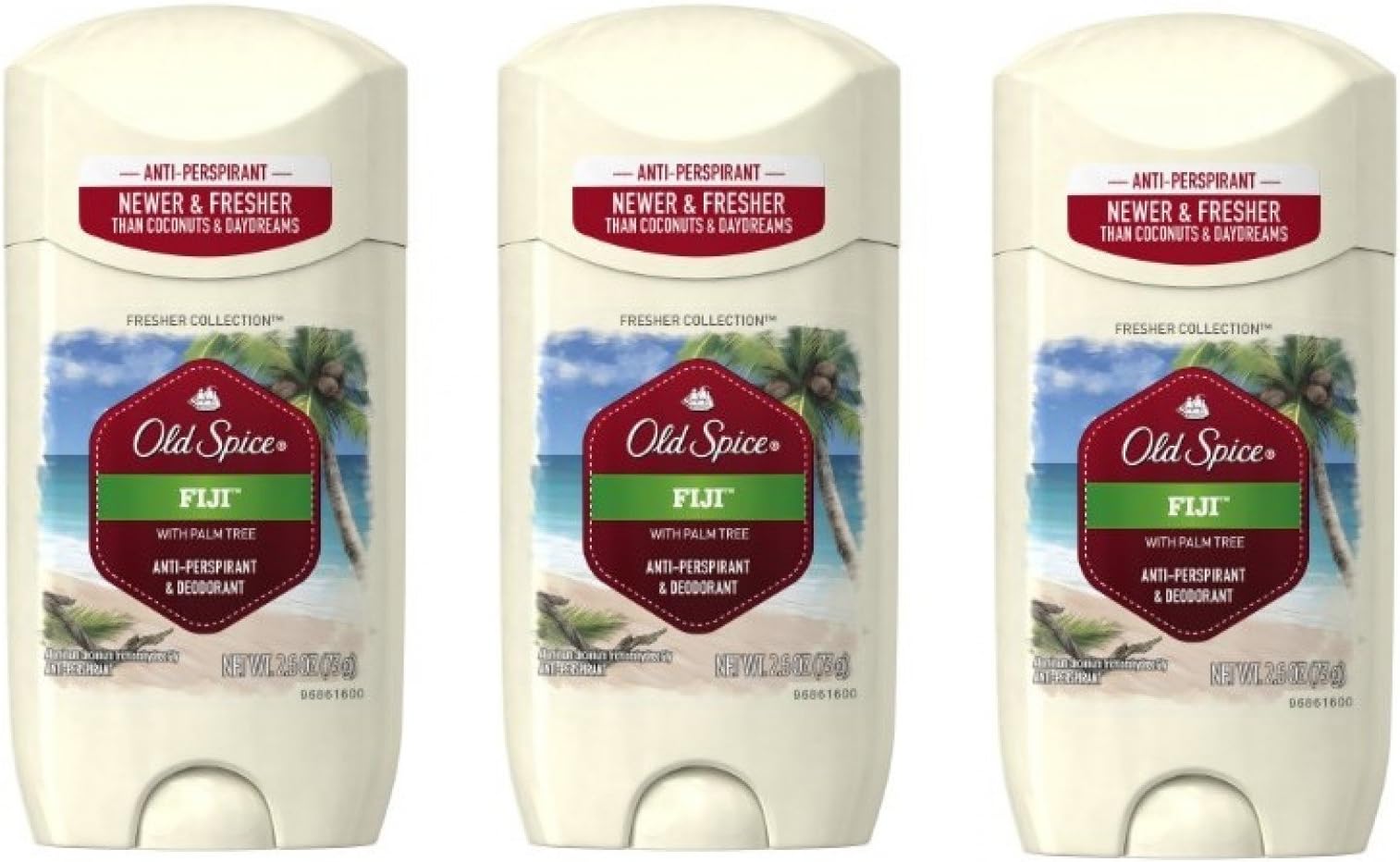 Old Spice Fiji Scent Invisible Solid Men's Antiperspirant & Deodorant 2.6 Ounce (Pack of 3)