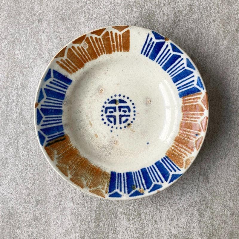 骨董 アンティーク 古伊万里 染付 波濤桜捻文様 六寸皿 丸皿 輪 向付 2