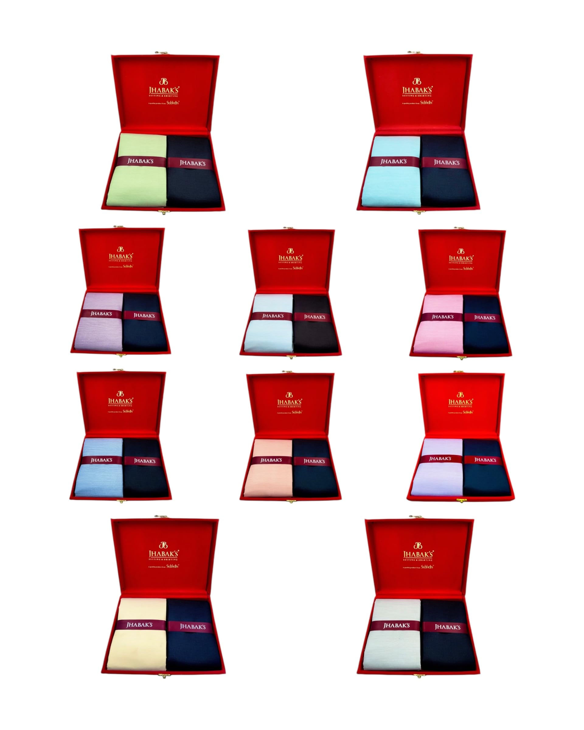 Unstitched Cotton Blend Solid Shirt & Trouser Fabric - 2.25 m Shirt Cloth - 1.20 m Pant Piece (Pack of 10) - VELVET Collection - A