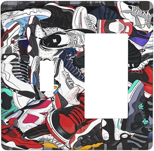 Miniatura 138 de Cubiertas Decorativas para Interruptor de Luz de Palanca Triple Retro Rojo Pulpo Monstruo Ola Marina Azul de 3 Segmentos Cubiertas de Placa de Pared