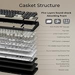 RK ROYAL KLUDGE R98 Pro Wired Mechanical Keyboard, 96% Creamy Gaming Keyboard RGB Backlit with Number Pad and Volume Knob, Gasket Mount, MDA Profile PBT Keycaps, Hot Swappable Pre-lubed Linear Switch
