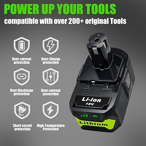 Miniatura 3 de Paquete de 2 baterías de repuesto de 8.0Ah para Ryobi 18 V batería de litio compatible con herramientas inalámbricas Ryobi 18 Volt ONE+ Plus P107