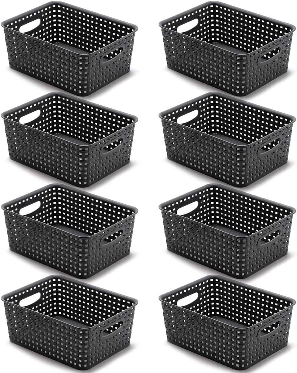 Pack of 8 Open Storage Bins Plastic Knit Storage Box