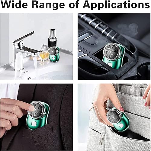 Miniatura 8 de Materialm - Afeitadora mágica e impermeable, mini afeitadora eléctrica portátil, tamaño de bolsillo, impermeable, lavable, portátil (verde)