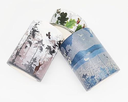 Miniatura 2 de Serenity Fair Natual Mountain Forests Washi Tapes (Forest Trio) Rollos extra largos de 32.8 ft para manualidades, diarios, álbumes de recortes y