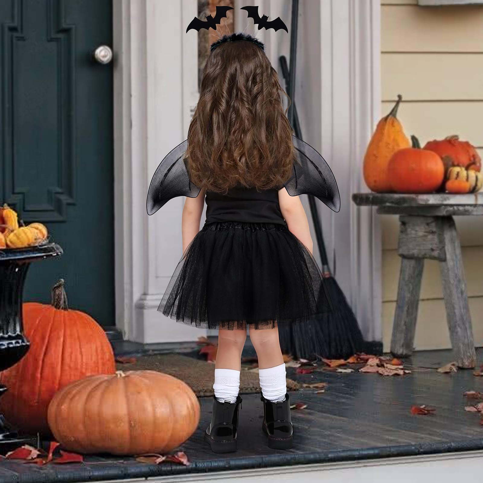 Hifot 3 Pezzi Costume Halloween Bambina Ragno Tutu Gonna e Cerchietto Halloween Costume da Ragno Costume Halloween Bambina Ragazze Spider Animal Cosplay Festa