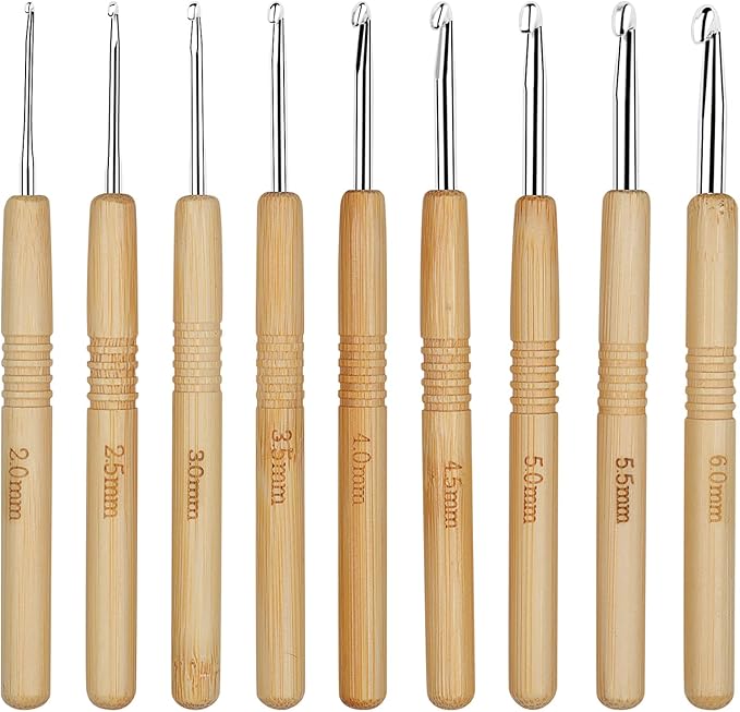 Coopay Crochet Hooks Set, Crochet Hooks Set Wooden Handle, Ergonomic