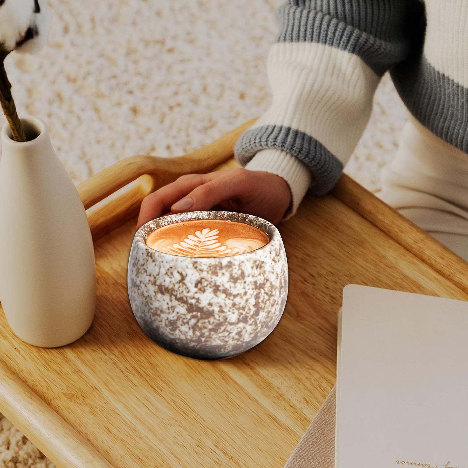 Set di 5 tazze da espresso in ceramica, con pareti spesse, 50 ml, senza manico, di alta qualità, in gres porcellanato, ideali per espresso, moka, tè, regalo per donne e uomini