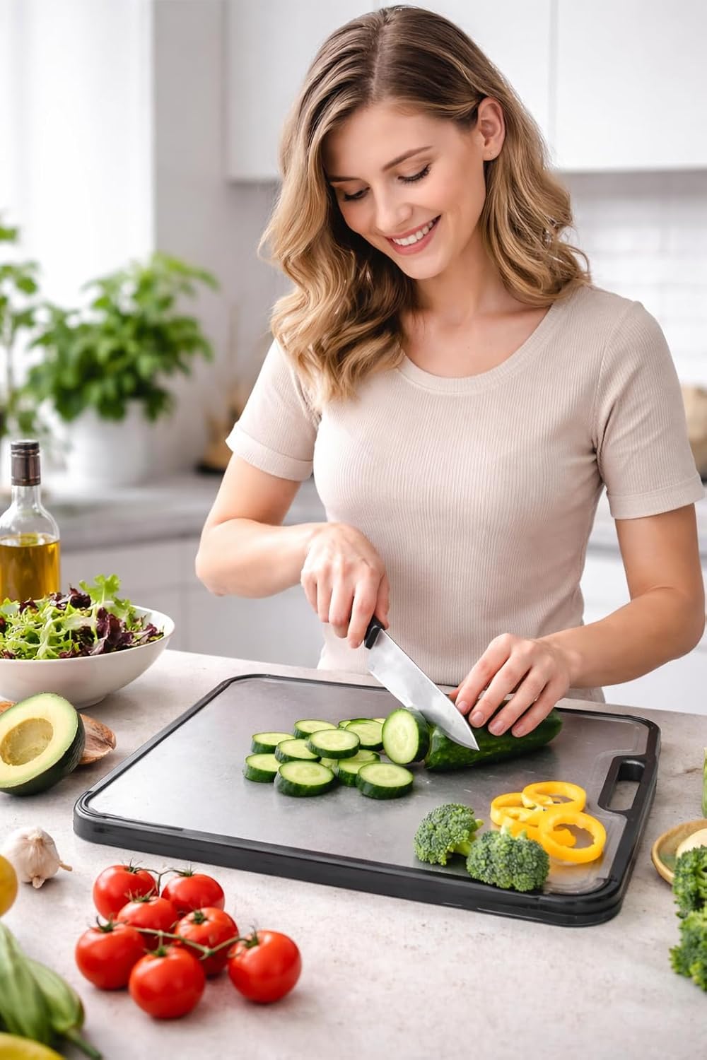 Titanium Cutting Board for Kitchen – Double Sided Metal Cutting Board, Non Toxic & Hygienic Chopping Board for Meat, Vegetables & Fruit, Easy to Clean & Odor Resistant